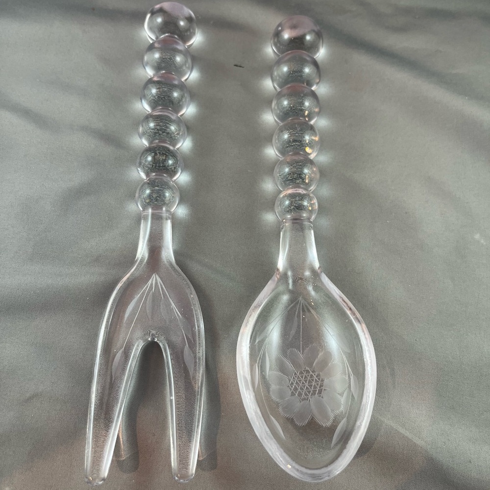 Vintage MCM Candlewick Imperial Glass Salad Servers
Length 9.5” inches